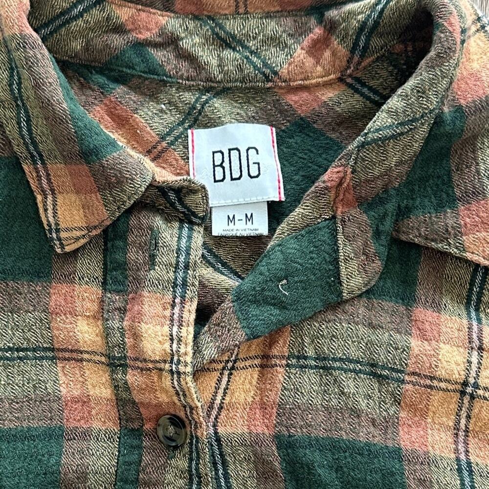 BDG Green and Tan Plaid Button-Down Shirt - Picture 2 of 3